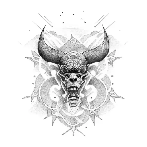 cross with ocean animals tattoo design idea