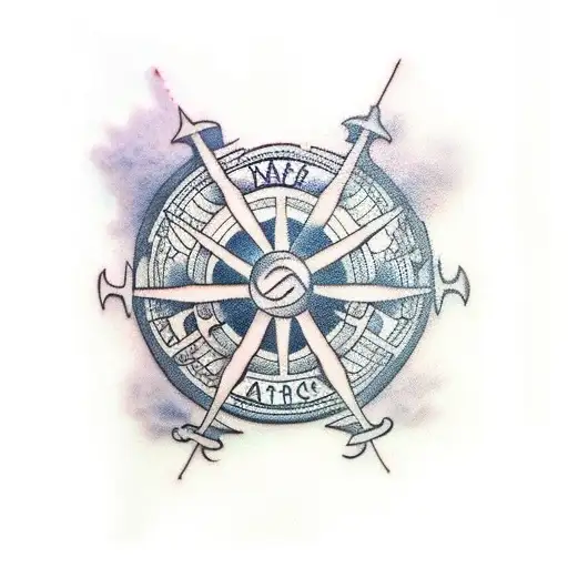 cross with ocean animals tattoo design idea