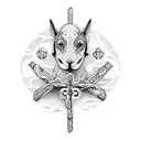 cross with ocean animals tattoo design idea