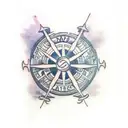 cross with ocean animals tattoo design idea