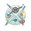 cross with ocean animals tattoo design idea