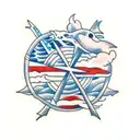 cross with ocean animals tattoo design idea