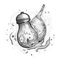 small line work bottle with storm inside tattoo design idea
