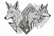 turkish  wolf and deer  tattoo design idea
