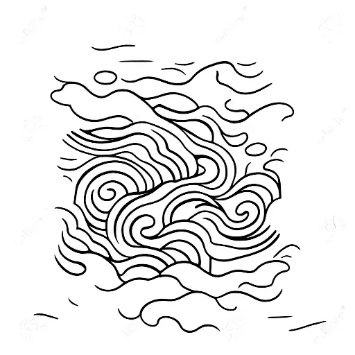Ocean Wave with marine life tattoo design idea