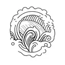 Ocean Wave with marine life tattoo design idea