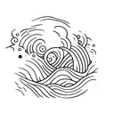 Ocean Wave with marine life tattoo design idea
