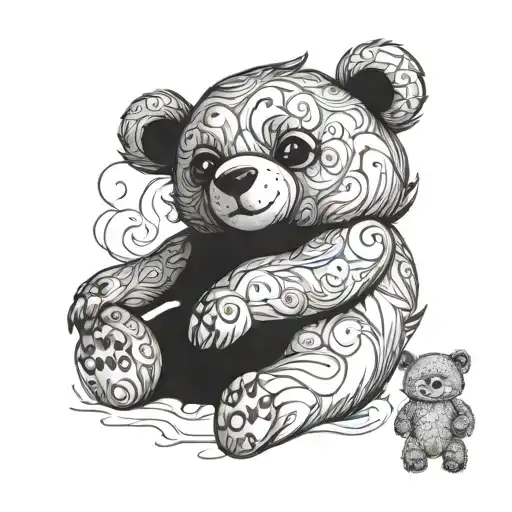 Stuffed toy bear with many different emotions.  tattoo design idea