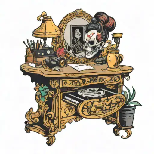 vanity desk tattoo design idea