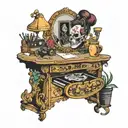 vanity desk tattoo design idea