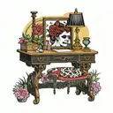 vanity desk tattoo design idea