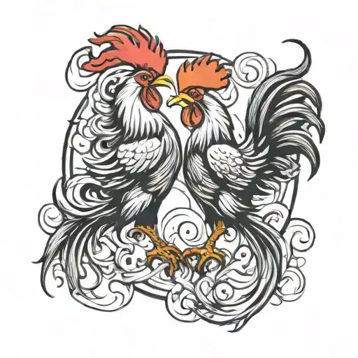Rooster Fight tattoo design idea