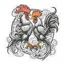 Rooster Fight tattoo design idea