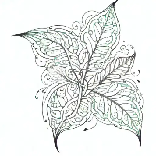 Abstract design incorporating the words 'teadmatus on õndsus' in a weed leaf pattern tattoo design idea