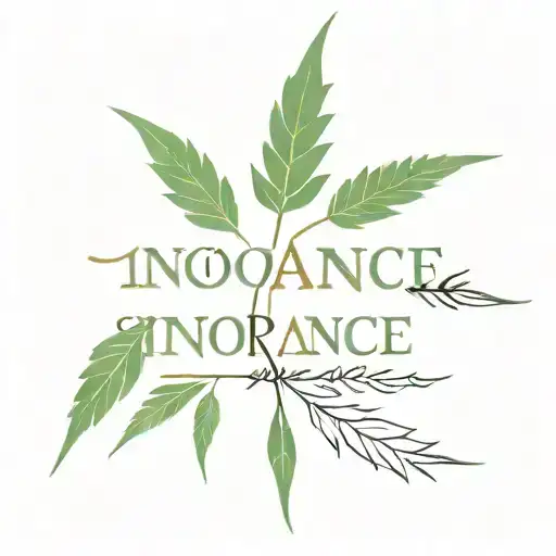 ignorance is bliss quote on forearm with Aries symbol cannabis leaves  tattoo design idea
