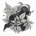 Aries constellation intertwined with cannabis leaves tattoo design idea