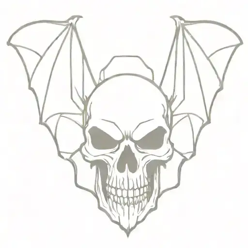 skull bat wings spread tattoo design idea