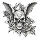 skull bat wings spread tattoo design idea