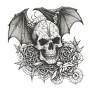 skull bat wings spread tattoo design idea
