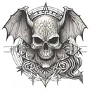 skull bat wings spread tattoo design idea