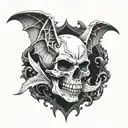 skull bat wings spread tattoo design idea