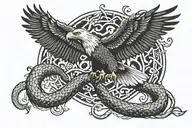 eagle catching a snake tattoo design idea