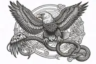 eagle catching a snake tattoo design idea