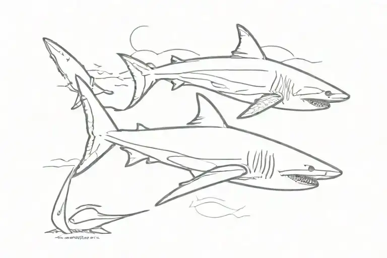 Shark and reef tattoo design idea