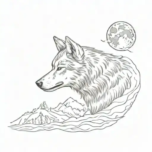 Create a tattoo of a wolf howling at a full moon with a hidden message in the moon tattoo design idea
