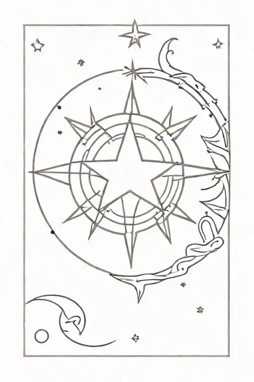 polar star sun moon tattoo design idea