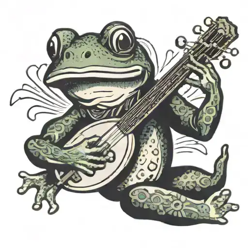 frog playing mandolin tattoo design idea