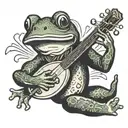 frog playing mandolin tattoo design idea