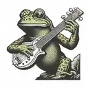 frog playing mandolin tattoo design idea