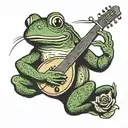 frog playing mandolin tattoo design idea