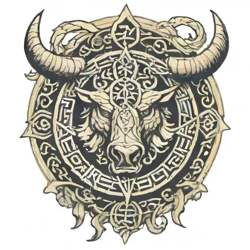 vegvisir, ouroboros, viking boar face tattoo design idea