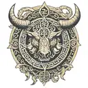 vegvisir, ouroboros, viking boar face tattoo design idea