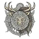 vegvisir, ouroboros, viking boar face tattoo design idea