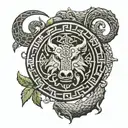 vegvisir, ouroboros, viking boar face tattoo design idea
