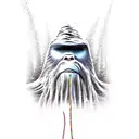 water skiing Bigfoot with heart beat rope tattoo design idea