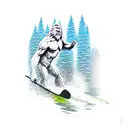 Bigfoot waterskiing  tattoo design idea