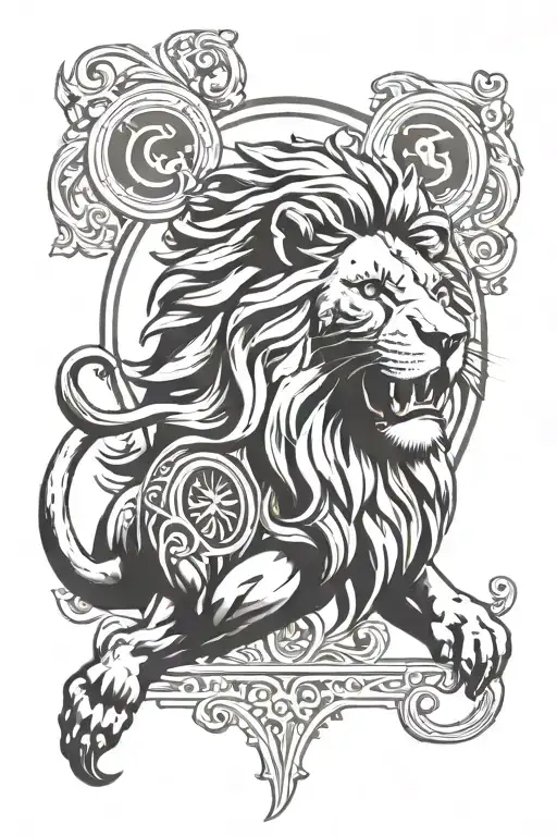 Galatasaray logo incorporated to a lion head tattoo design idea