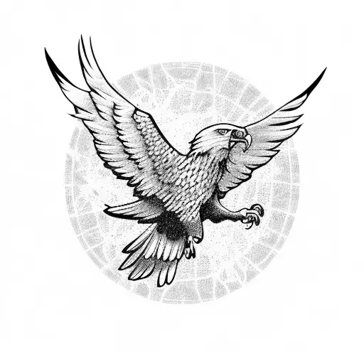 A majestic eagle soaring over a world map tattoo design idea