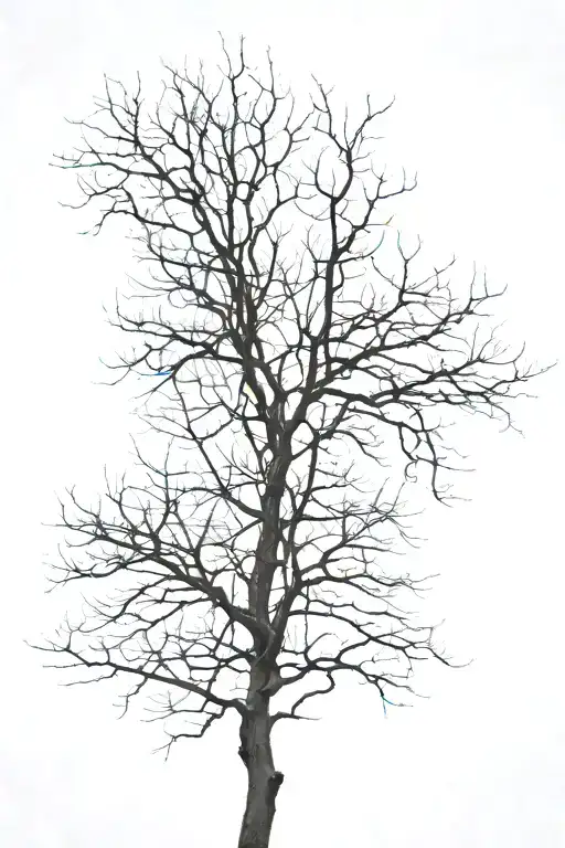 leafless tree branches stretching towards the sky big at bottom then gets smaller and less branches at top with a moon   tattoo design idea