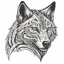 a lone wolf head which represents strength and resilience but also loneliness and pain. It's face separated to two parts tattoo design idea