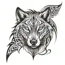 a lone wolf head which represents strength and resilience but also loneliness and pain. It's face separated to two parts tattoo design idea