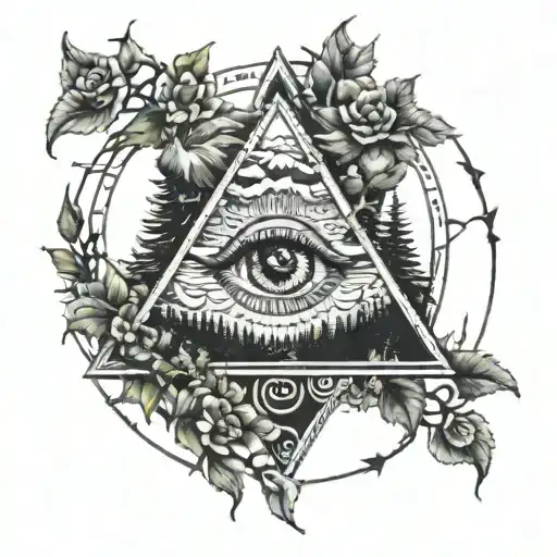 the mountain above which is the Eye of the Illuminati, a wreath that encircles the Illuminati.  On the mountain is the h tattoo design idea