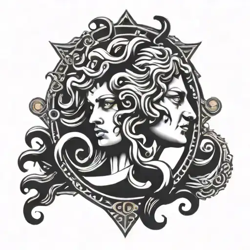 Gorgon Medusa head on a Roman style shield adorned tattoo design idea