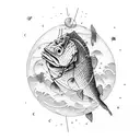 fisherman over the moon tattoo design idea