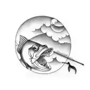 fisherman over the moon tattoo design idea