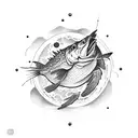 fisherman over the moon tattoo design idea